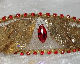 Red and gold Diana headpiece. Diana and Actaeon Ballet. Ballet headpiece. Dance headpiece. Ready to ship.