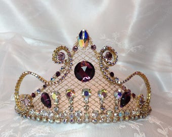 Lilac Fairy/Nutcracker Sugarplum Fairy Headpiece. OOAK Gold and amethyst tiara with  vintage jewels.  Ballet headpiece. Ready to ship!
