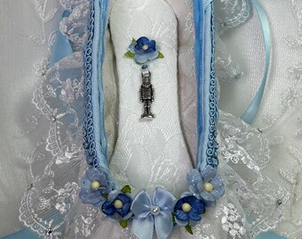 Nutcracker Clara themed decorated pointe shoe. Nutcracker Ballet Gifts. Nutcracker Decor. Ready to ship.