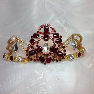 Juliette headpiece/tiara. Nutcracker Arabian. Raymonda. Red and Gold Ballet headpiece. Renaissance  Crown. Paquita. Ready to ship.