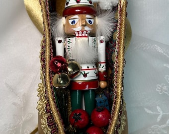 Nutcracker themed decorated pointe shoe. Nutcracker Ballet. Nutcracker decor. Holiday decor. Ready to ship.