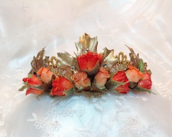 Orange and gold Kitri  headpiece. Don Quixote. Paquita headpiece. Walpurgisnacht. Laurencia. Autumn Fairy Headpiece. READY TO SHIP.