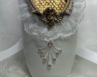 Little Angel decorated pointe shoe. The Nutcracker ballet gifts and decor. Ready to ship.