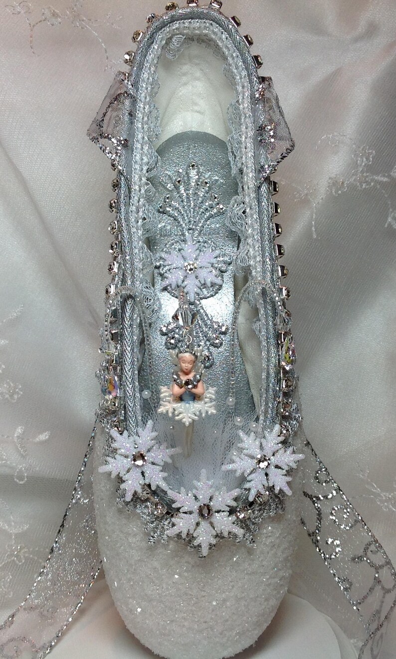 Nutcracker Snow Queen themed decorated pointe shoe Etsy
