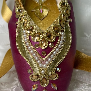 Nutcracker Arabian Themed decorated pointe shoe. Nutcracker Ballet Gifts. Nutcracker Decor. Ready to Ship!