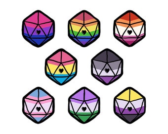 Pride Dice Stickers and Pins| Multiple Patterns