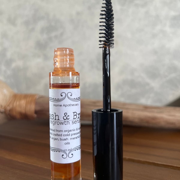 Lash & brow serum eyebrows regrowth castor argan oil organic handcrafted skincare hair