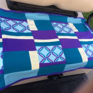 Golf Seat Cover Blanket Reversible to Purple,Teal,Light Green,Yellow,Unique Colors,Gift,Birthday,Fleece Fabric,Fits Easy Go & Club Car