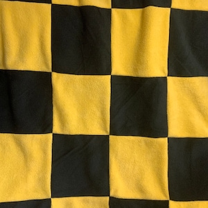 Golf Cart Seat Cover Blanket,Patchwork,Reversible to Black,Black,Yellow,School Colors,Patchwork,Fits Easy Go & Club Car,Golf,Birthday,