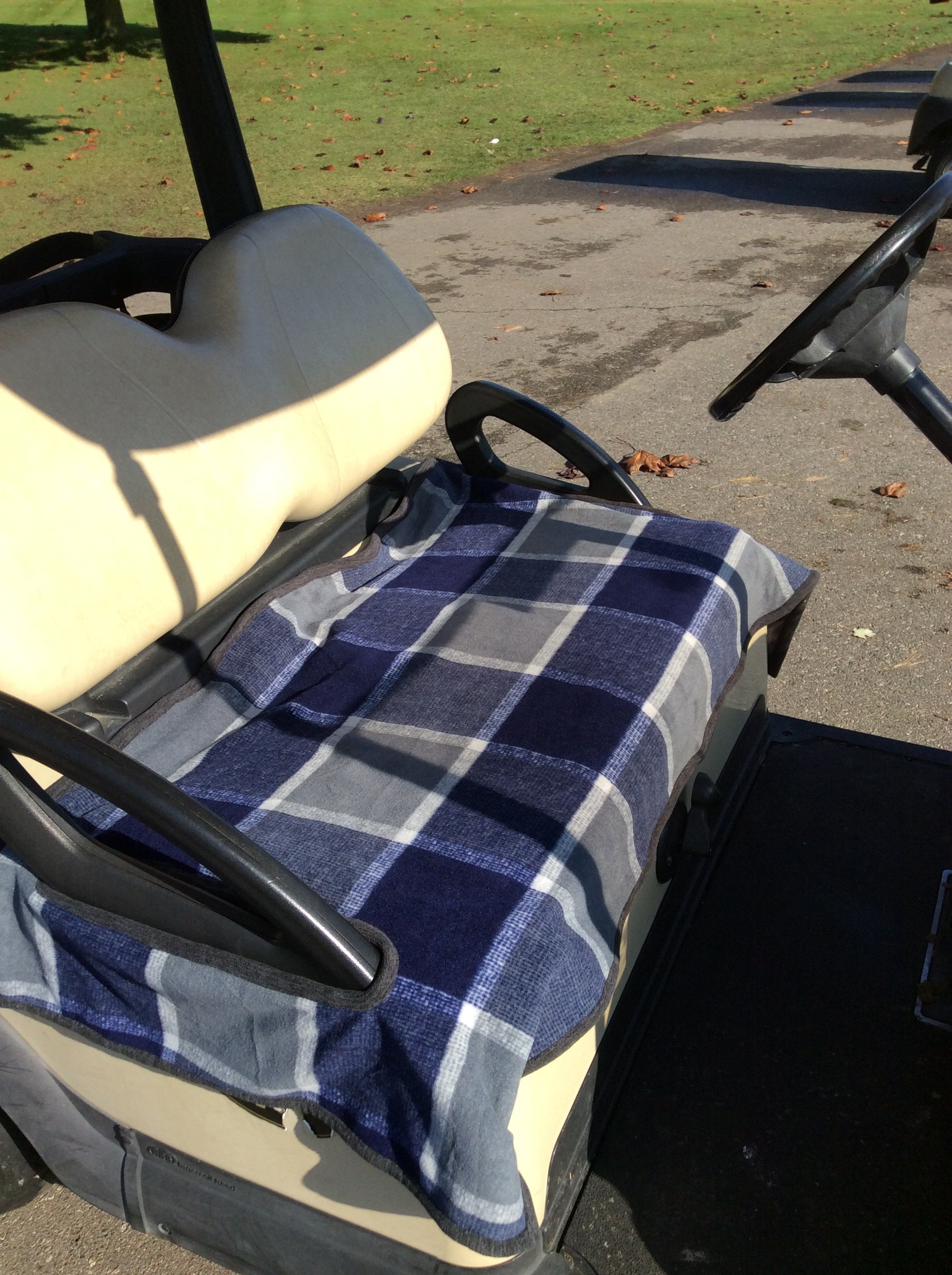 Golf Cart Seat Blanket CoverBlue & Gray PlaidReversible to Etsy