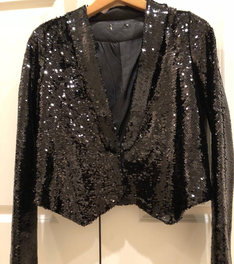 Black Sequined Blazer With Sequined Lips - Etsy