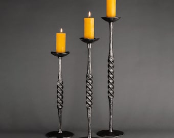 Hand Forged Candlestick Holders | Rustic Decor by Blacksmith, Christopher Thomson