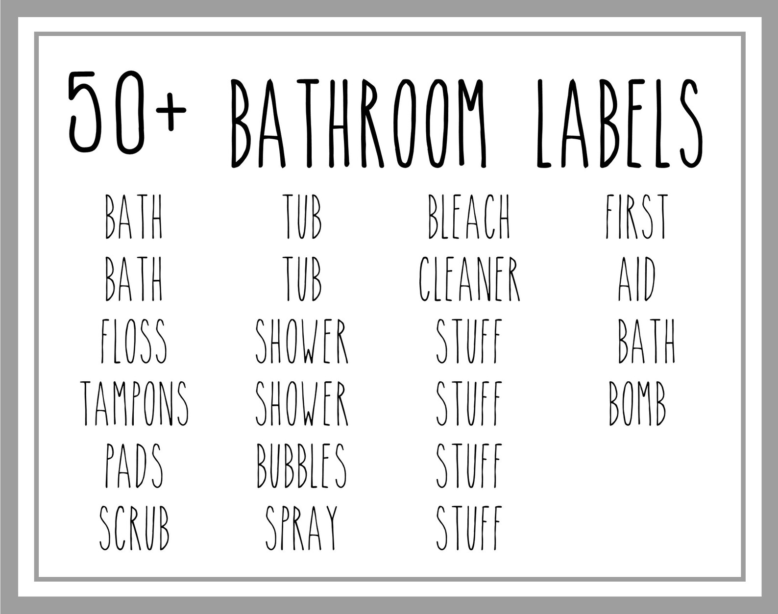 Rae Dunn Inspired Vinyl Bathroom Labels Black White 30 Pack Etsy