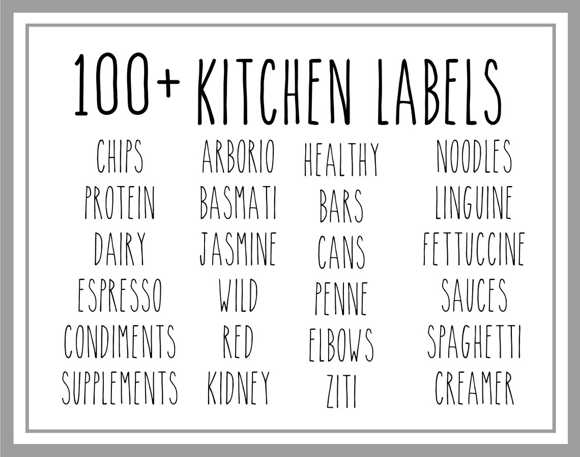 Rae Dunn Inspired Vinyl Kitchen Labels Black White 100 Pack Etsy