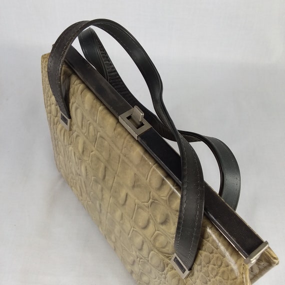 Vintage 1950s 60s Reptile Leather Purse Handbag T… - image 6