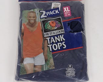 Vtg 1999 Fruit of the Loom Tank Top 2-Pack Size XL 46-49 Navy Blue NOS Sealed