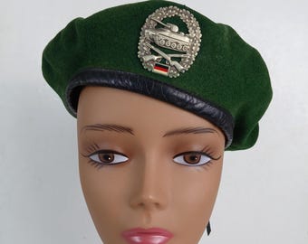 Vintage Eulan Bayer Mottenecht Durch Leverkusen German Green Wool Beret Hat