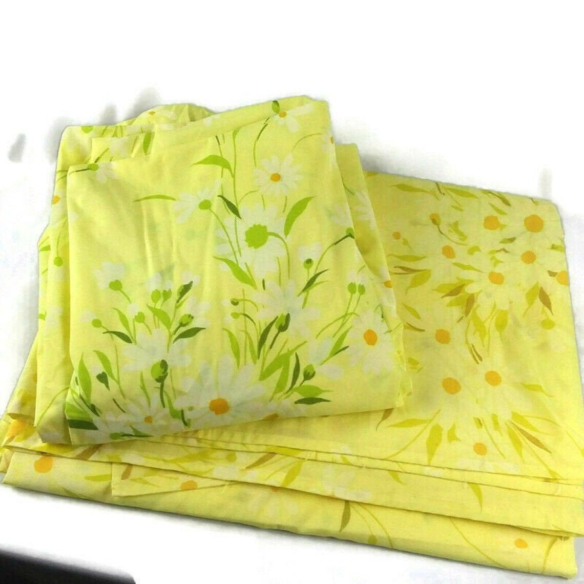 Vintage Yellow Floral Daisies Twin & Fitted Sheet Set Bedding Etsy