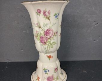 Vintage Gold Castle Japan China Vase Floral Rose Gold Trim Iridescent