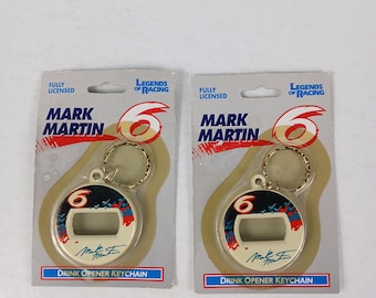 Vtg Nascar Mark Martin Legends of Racing Drink Opener Keychain Lot Of 2 NOS 1998