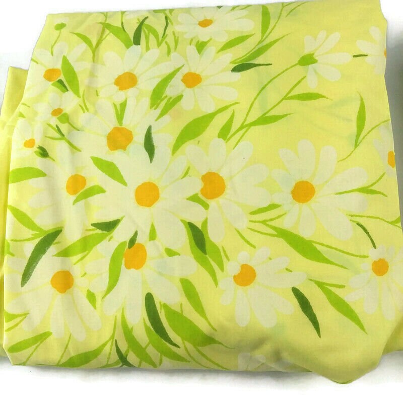 Vintage Yellow Floral Daisies Twin & Fitted Sheet Set Bedding Etsy