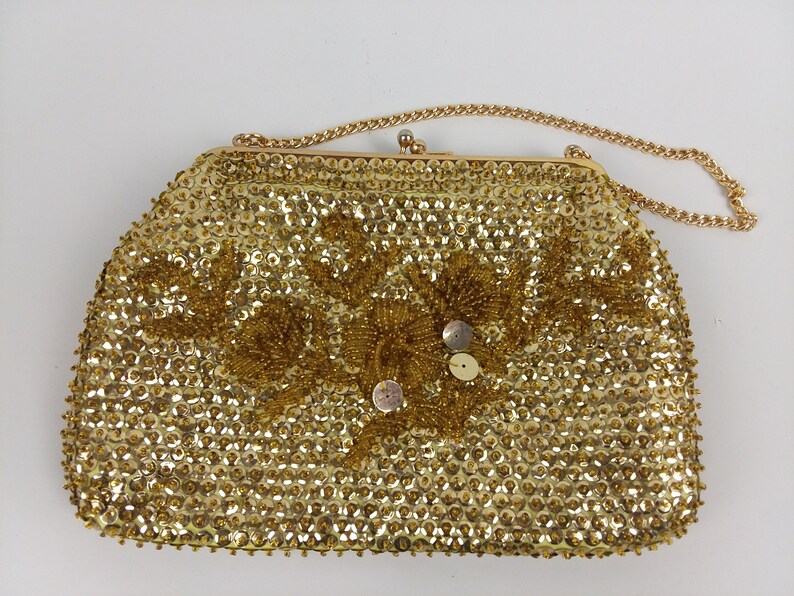 gold evening handbag