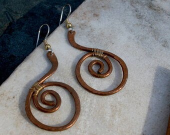 Pendientes colgantes de pergamino de cobre grande