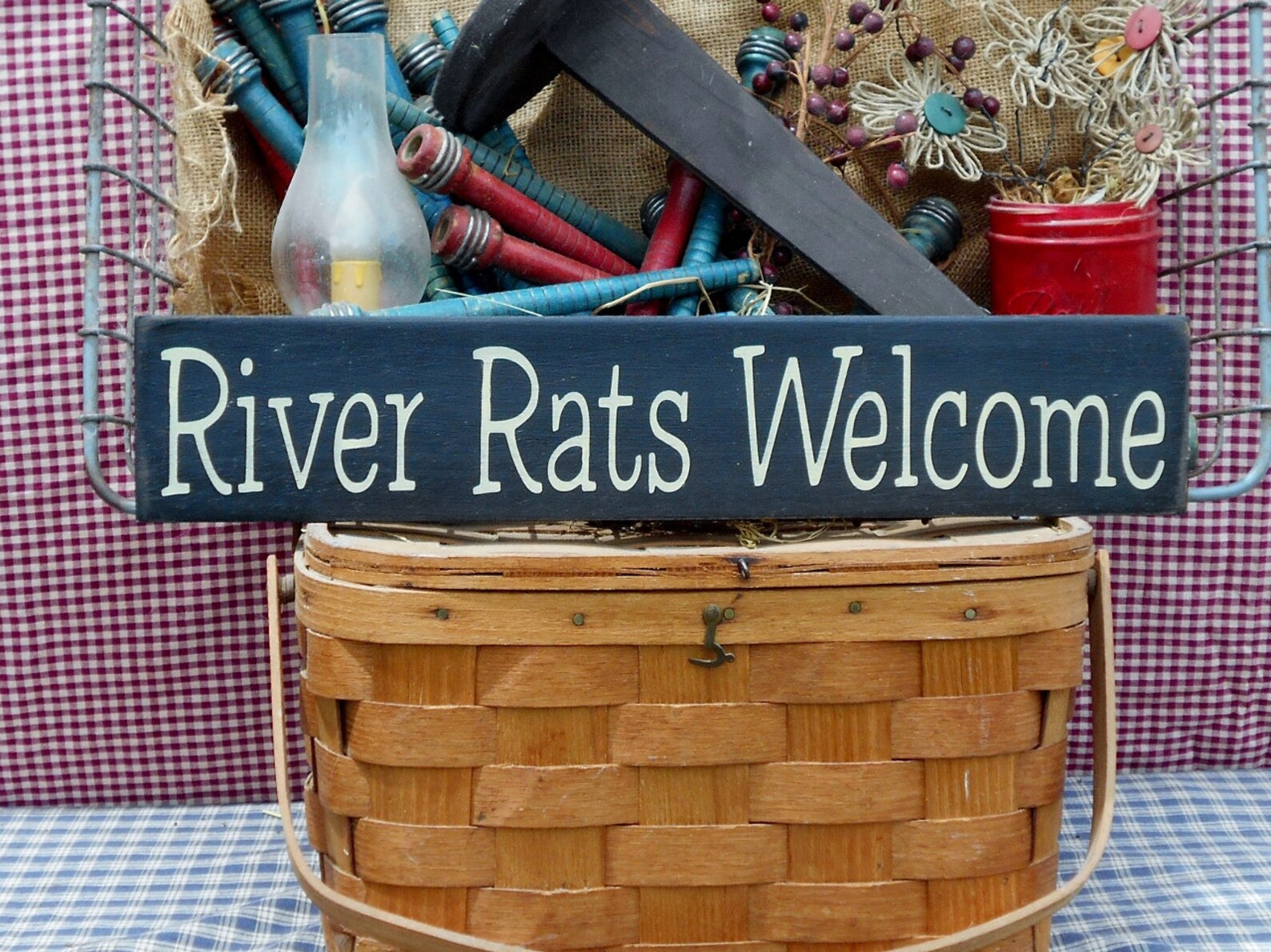 River Rats primitive rustic Painted wood sign choice Etsy