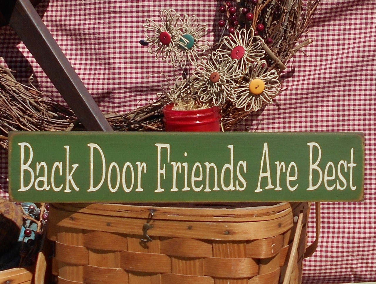 Back Door Friends Are Best painted primitive rustic wood sign Etsy