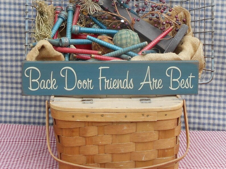 Back Door Friends Are Best painted primitive rustic wood sign Etsy