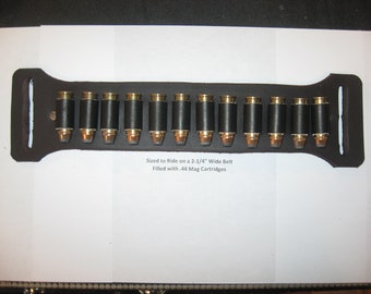 Ammo Holder Slide On Leather Revolver Bullet Holder fits 1.5"- 2.25" Wide Belt