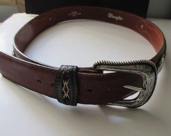 Vintage Handmade Leather Western Style Belt size 38 Wrangler