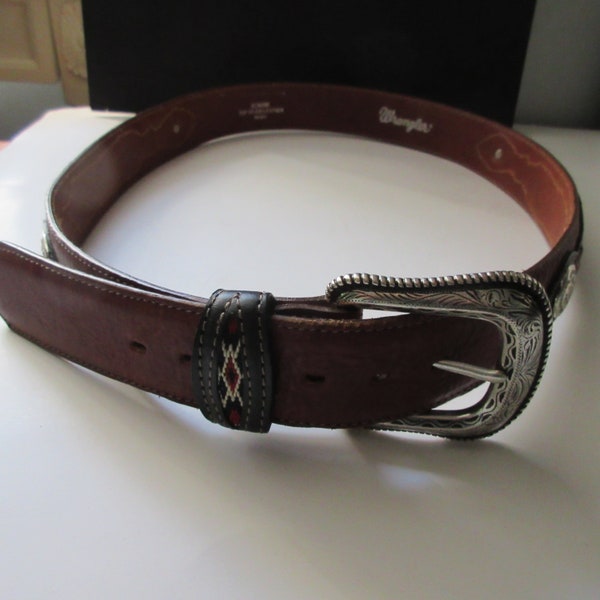 Vintage Handmade Leather Western Style Belt size 38 Wrangler