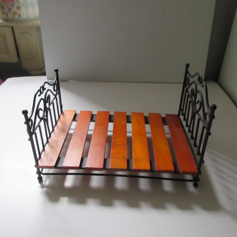 Vintage Metal Doll Bed Dollhouse Miniature Etsy