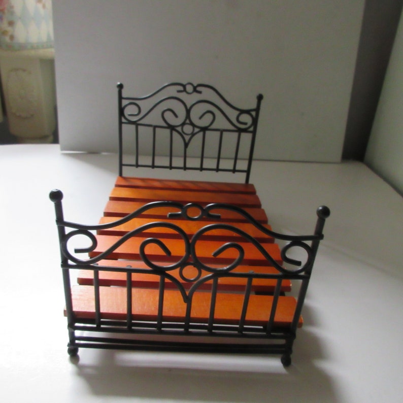 Vintage Metal Doll Bed Dollhouse Miniature Etsy