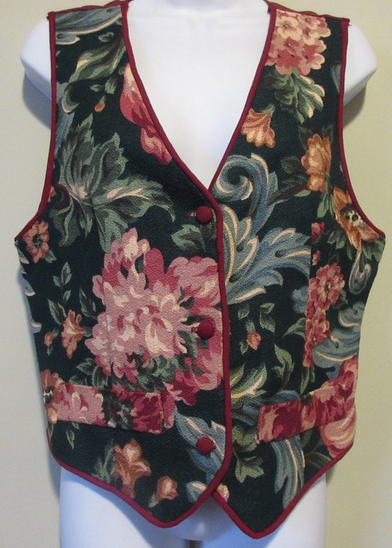 Handmade Vintage Floral Vest L/XL