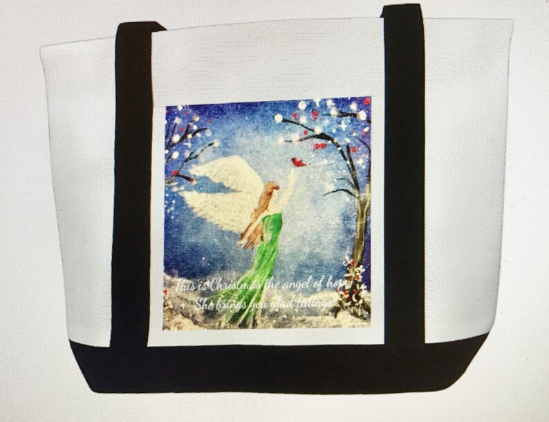 Canvas Tote Bag with The Angel of Hope Original Artwork