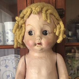 Kewpie Composition (HUGE!) Antique Baby Girl Doll, 24 inches ~ RARE Depression Era