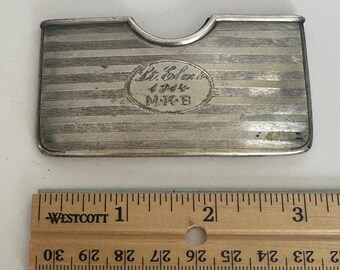 World War II German Silver Card Case Engraved with St Elmo 1944