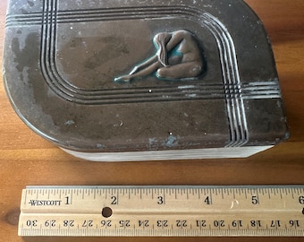 Hickok Art Deco Glass and Metal Dresser Box