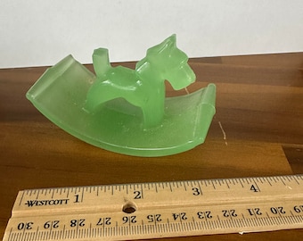 Vintage Art Deco Houze Glass Ink Blotter Scottie Dog, Jadeite