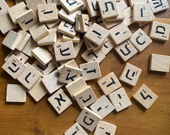 Vintage HEBREW Scrabble Tiles, Count 70ish