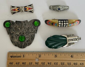 Art Deco and Vintage Brooch Collection: Unique Jewelry Pins, FIVE Pins