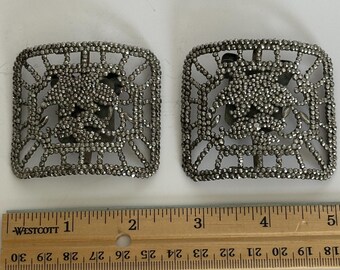 Antique French Cut Steel Shoe Buckles (18th/19th Century)