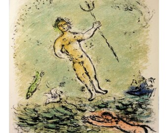 Marc Chagall, Poseidon, from L'Odyssée, Authenticated with Certificate