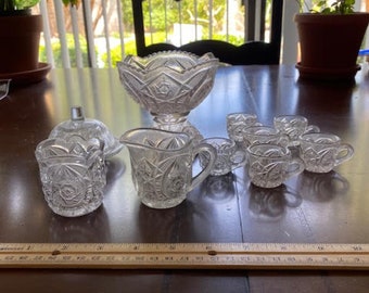 Antique / Vintage Miniature Punch Bowl AND Dessert Set, Eleven (11) Pieces