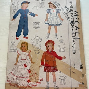 McCall 1015 Little Lady 18” Doll Pattern 1942 ORIGINAL