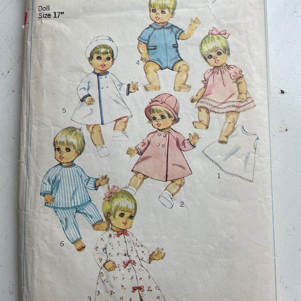 Vintage Simplicity 7931 Baby Doll Clothes Pattern 12” Betsy Wetsy