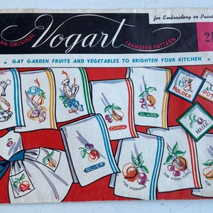 Vintage ORIGINAL Vogart 211 Embroidery Transfer Kitchen Towel