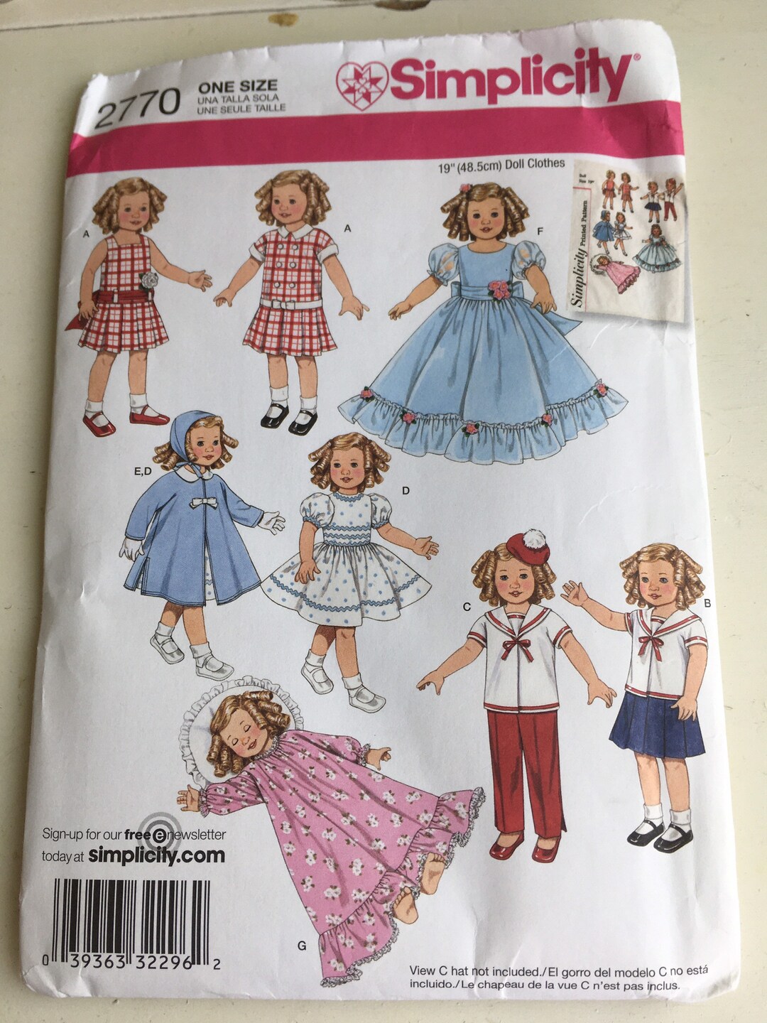 Simplicity 2770 Doll Wardrobe Pattern UNCUT - Etsy
